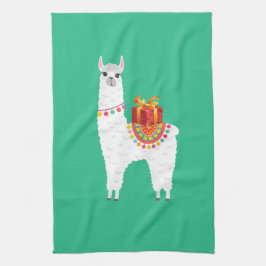 Funky Alpaca Kerstschattige lama Theedoek