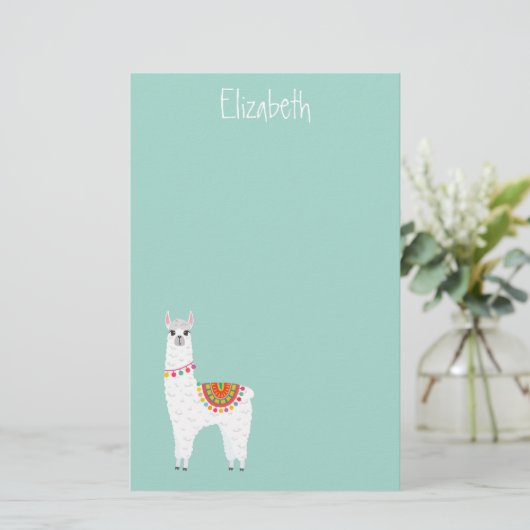 Funky Alpaca llama drama schattig dier Briefpapier (Staand voorkant)