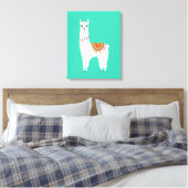 Funky Alpaca llama drama schattig dier Canvas Afdruk (Insitu (Slaapkamer))