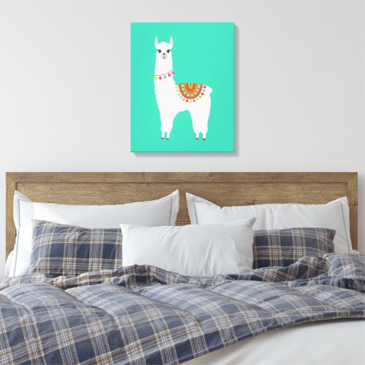 Funky Alpaca llama drama schattig dier Canvas Afdruk (Insitu (Slaapkamer))