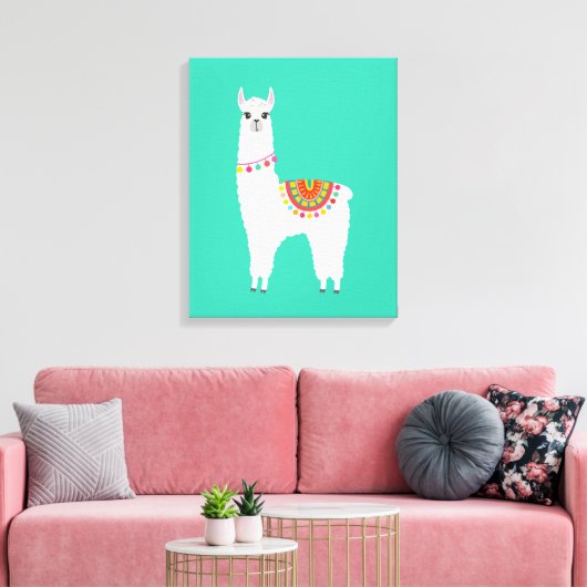 Funky Alpaca llama drama schattig dier Canvas Afdruk (Insitu (Woonkamer))