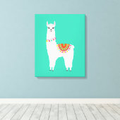Funky Alpaca llama drama schattig dier Canvas Afdruk (Insitu (Houten vloer))