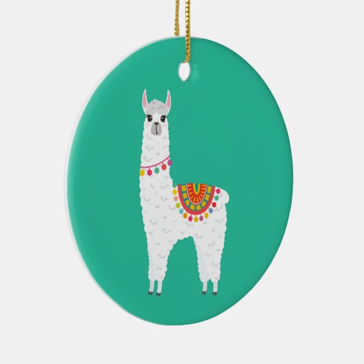 Funky Alpaca llama drama schattig dier Keramisch Ornament (Rechts)