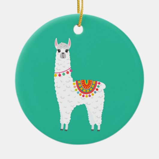 Funky Alpaca llama drama schattig dier Keramisch Ornament (Voorkant)