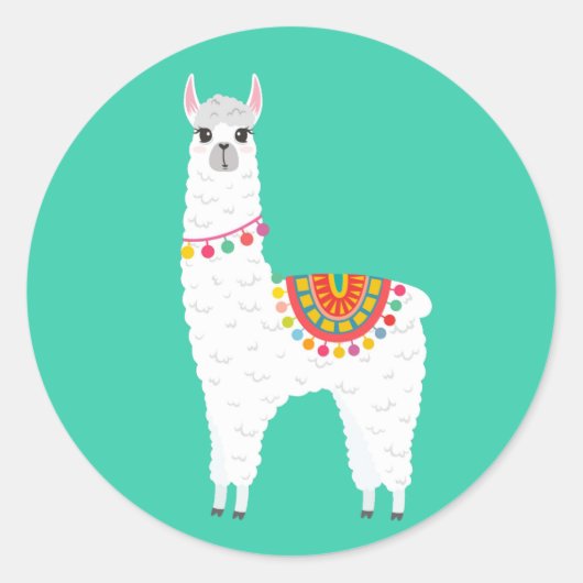 Funky Alpaca llama drama schattig dier Ronde Sticker (Voorkant)