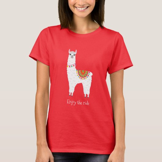 Funky Alpaca llama drama schattig dier T-shirt (Voorkant)