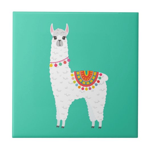 Funky Alpaca llama drama schattig dier Tegeltje (Voorkant)