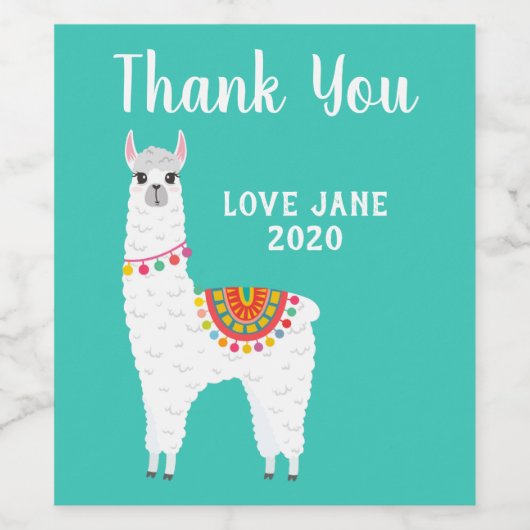 Funky Alpaca llama drama schattig dier Wijn Etiket (Enkel label)