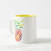 Funky ananas coole kunst tweekleurige koffiemok (Voorkant links)
