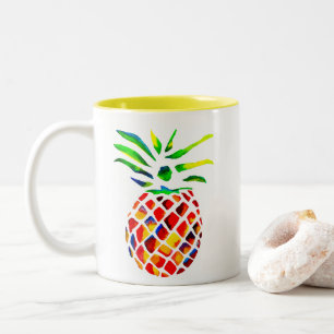 Funky ananas coole kunst tweekleurige koffiemok