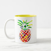 Funky ananas coole kunst tweekleurige koffiemok (Links)