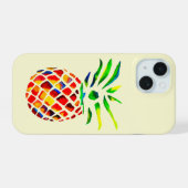 Funky ananas koele kunst iPhone 15 case (Achterkant horizontaal)