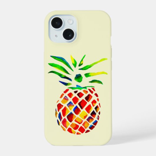 Funky ananas koele kunst iPhone 15 case (Achterkant)