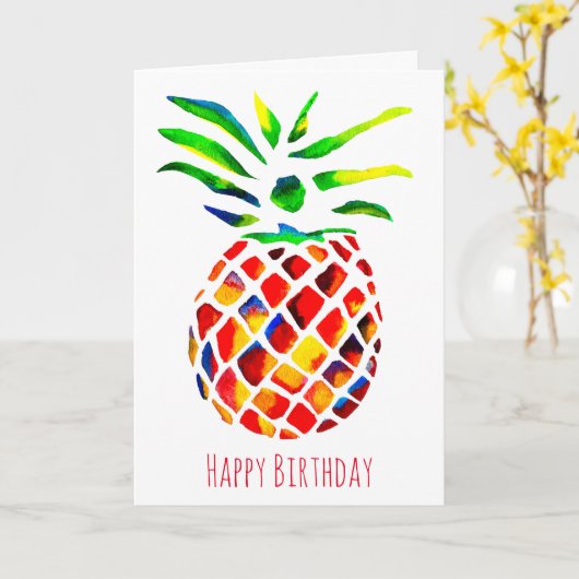 Funky ananas kunst kaart (Gele Bloem)