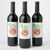 Funky ananas kunst wijn etiket (Flessen)