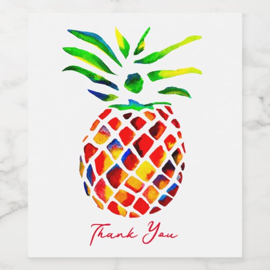 Funky ananas kunst wijn etiket (Enkel label)