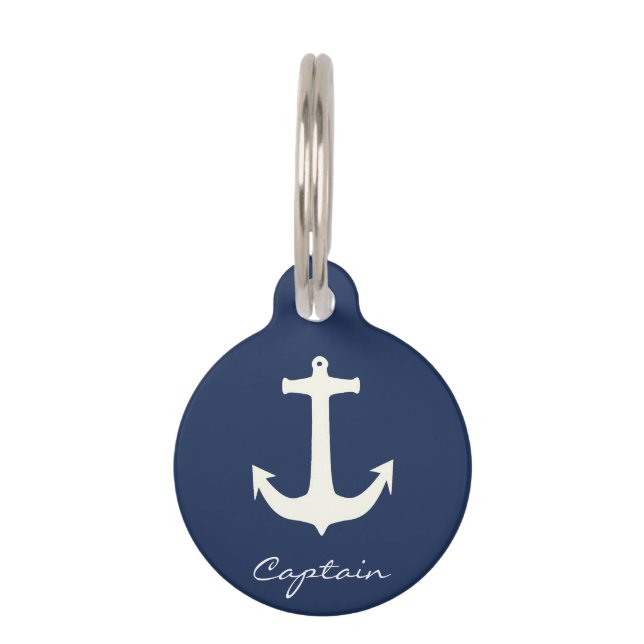 Funky Anchor Kapitein Zee Ocean Sailing Huisdierpenning (Voorkant)