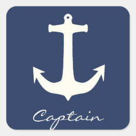 Funky Anchor Kapitein Zee Ocean Sailing Vierkante Sticker