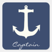 Funky Anchor Kapitein Zee Ocean Sailing Vierkante Sticker (Voorkant)