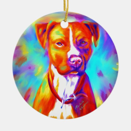 Funky Angel - Pitbull Keramisch Ornament (Voorkant)