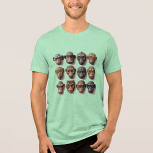 Funky Ape Houten Apengorilla's Gezicht Hoofden Tri-Blend Shirt