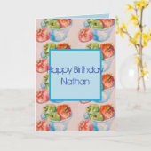 Funky Apple Aquarel Schilderij Verjaardag Kaart (Gele Bloem)