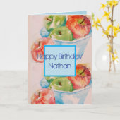 Funky Apple Aquarel Schilderij Verjaardag Kaart (Gele Bloem)