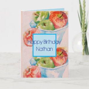 Funky Apple Waterverf Painting Birthday Card Kaart