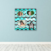 Funky Aqua, Black, White Photo Wall Hanging Canvas Afdruk (Insitu (Houten vloer))