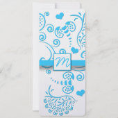 Funky Aqua Blue Butterfly of Bumble Bee Wedding Kaart (Achterkant)