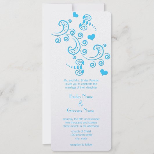 Funky Aqua Blue Butterfly of Bumble Bee Wedding Kaart (Voorkant)