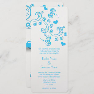 Funky Aqua Blue Butterfly of Bumble Bee Wedding Kaart