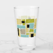 Funky Aqua Blue Yellow Retangs midden eeuw Glas (Achterkant)