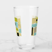 Funky Aqua Blue Yellow Retangs midden eeuw Glas (Links)