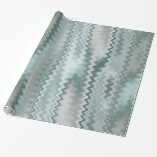 Funky Aqua Random Zig Zag Fractal Patroon Cadeaupapier (Uitgerold)
