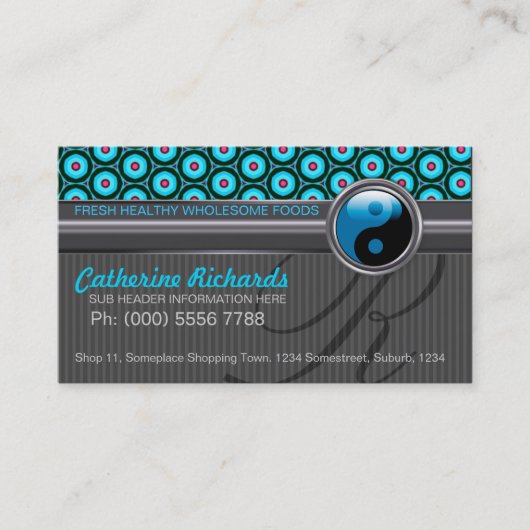Funky Aqua Silver Design Style Cafe Visitekaartjes (Voorkant)
