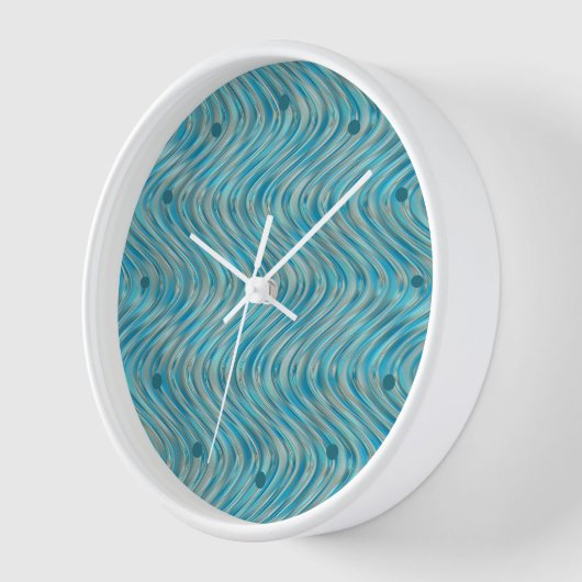 Funky Aqua Turquoise Blue Curved Lines Art Pattern (Hoek)