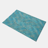 Funky Aqua Turquoise Blue Curved Lines Art Pattern Deurmat (Schuin)