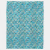 Funky Aqua Turquoise Blue Curved Lines Art Pattern Fleece Deken (Voorkant)