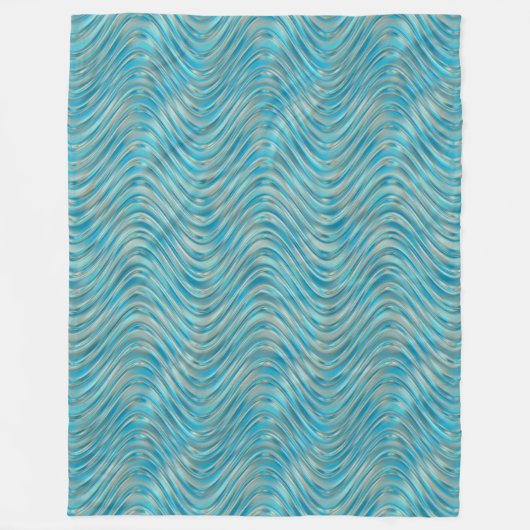Funky Aqua Turquoise Blue Curved Lines Art Pattern Fleece Deken (Voorkant)