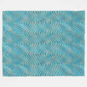Funky Aqua Turquoise Blue Curved Lines Art Pattern Fleece Deken (Voorkant (Horizontaal))