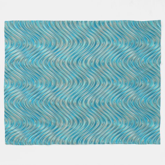 Funky Aqua Turquoise Blue Curved Lines Art Pattern Fleece Deken (Voorkant (Horizontaal))