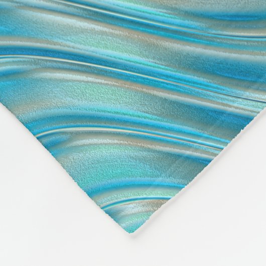 Funky Aqua Turquoise Blue Curved Lines Art Pattern Fleece Deken (Hoek)