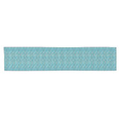 Funky Aqua Turquoise Blue Curved Lines Art Pattern Korte Tafelloper (Horizontaal)