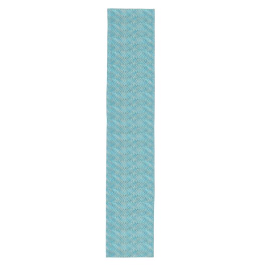 Funky Aqua Turquoise Blue Curved Lines Art Pattern Medium Tafelloper (Voorkant)