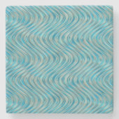 Funky Aqua Turquoise Blue Curved Lines Art Pattern Stenen Onderzetter (Voorkant)