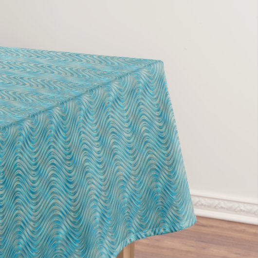 Funky Aqua Turquoise Blue Curved Lines Art Pattern Tafelkleed (Voorbeeld)