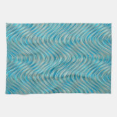 Funky Aqua Turquoise Blue Curved Lines Art Pattern Theedoek (Horizontaal)