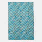 Funky Aqua Turquoise Blue Curved Lines Art Pattern Theedoek (Verticaal)