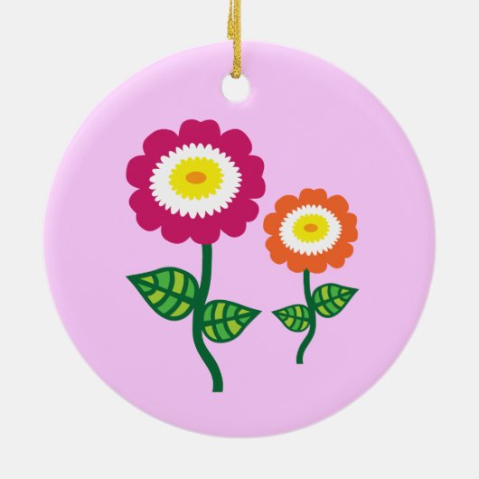 Funky Art Flowers Keramisch Ornament (Achterkant)